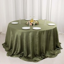 DUSTY SAGE GREEN 120" Accordion Crinkle TAFFETA ROUND TABLECLOTH Wedding