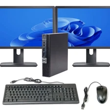 Dell Desktop Computer i5 16GB RAM 1TB 512GB SSD Dual 22" LCD Windows 10 Pro WiFi