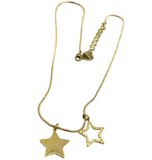 COLLANA GIROCOLLO FILO DORATO DOPPIO CIONDOLO STELLA FIRMATA ELEGANTE FEMMINILE.