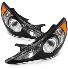 [2PCS/PAIR] For 2011-2014 Hyundai Sonata SE Black Amber Projector Headlight Lamp
