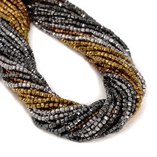 Gray/Gold/Silver/Copper Hematite Faceted Cube Beads 2.5mm 15.5'' Strand