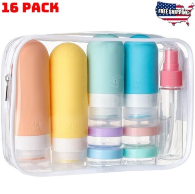 16-Pack Travel Bottles LeakProof Silicone Containers for Toiletries TSA-Approved