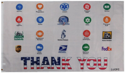 3X5 Essential Workers Thank You USA Overlay White 3'x5' Polyester Flag Banner