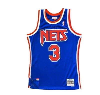 Mitchell Et Ness Maillot NBA 2.0 New York Nets #3 Drazen Petrovic Neuf Bleu - Photo 1/2