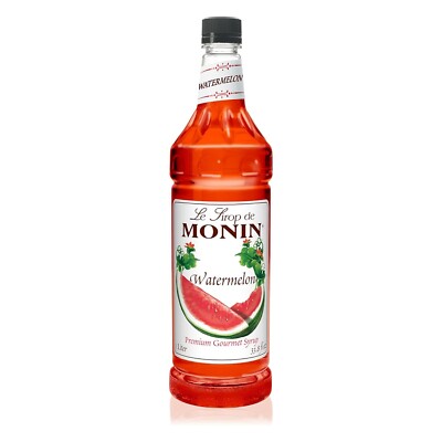 Monin Premium Flavored Syrup in Classic Watermelon 1 Liter Bottles for Coffee