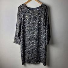 ICHI Women Size 34 Grey Leopard Print Shift Dress Smart Casual Career Work