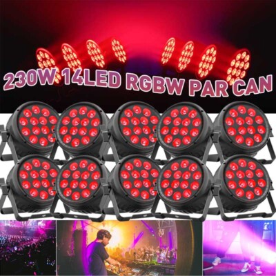 230W 14LED Par Can Stage Light DMX RGBW Disco Show DJ Lighting Aluminum Shell US