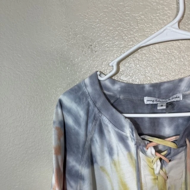 Young Fabulous and Broke Sweatshirt Womens Small Tie Neck Pullover Tie Dye - Image 2 of 4