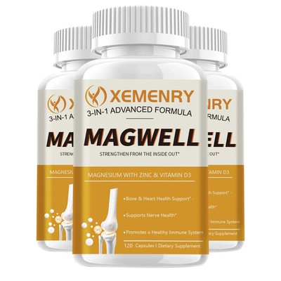 Magwell - Magnesium Citrate, Glycinate, Malate - Muscle Support, Bone Health