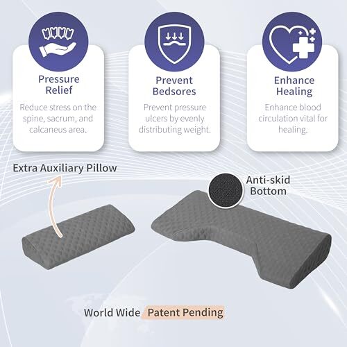Bed Sore Pillow Set, Positioning Wedge Pillow with Extra Auxiliary Gray