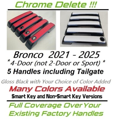 Black & Color Door Handle Overlays Ford Bronco 5 Door 2021 - 2024 YOU PICK CLR