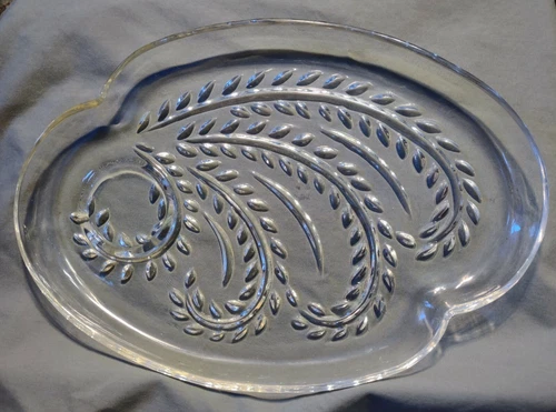 Federal Glass Homestead Hospitality Snack Plate Tray Wheat Pattern Exc Condition