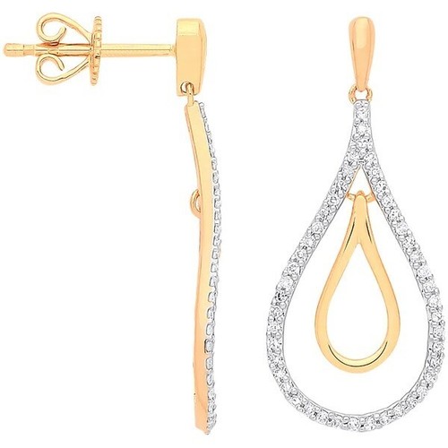 Natural Diamond 0.25 carat Round Cut Claw-set Drop Earrings In Yellow Gold - Picture 2 of 6