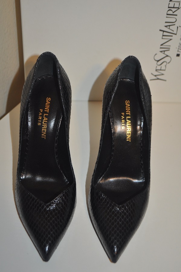 $895+ Scarpa Saint Laurent YSL Black Snake Classic Paris 105 Tacchi Cristallo 37 6 5