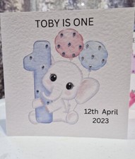 Personalised 1st BIRTHDAY cars for a boy with gems. Lovely keepsake spacial card
