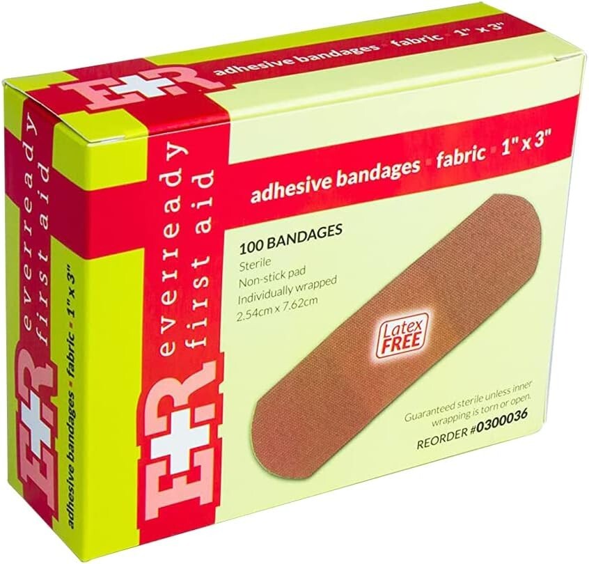 Ever Ready First Aid 1” x 3” Fabric Adhesive Bandages Latex-Free ...