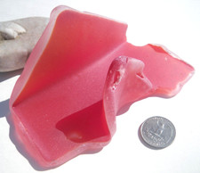 Sea Glass, Large Red with Bubbles Unique Shape Art Glass Shape