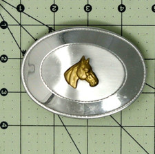 Western Horse Head Belt Buckle Cowboy Cowgirl Nickel Silver Vtg Chambers .DBD131