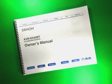 Owners Manual For Denon AVR-S540BT Receiver, 135 Pages With Clear Covers!