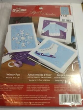 BUCILLA Paper Stitches Winter Fun 84895 Set Of 3 Felt Holiday Card Kit, 5"x 6.5"