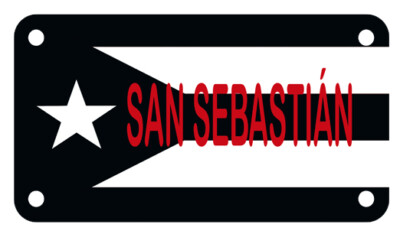 Puerto Rico Flag SAN SEBASTIAN 4'' X 7''  Motorcycle License Plate Black & White