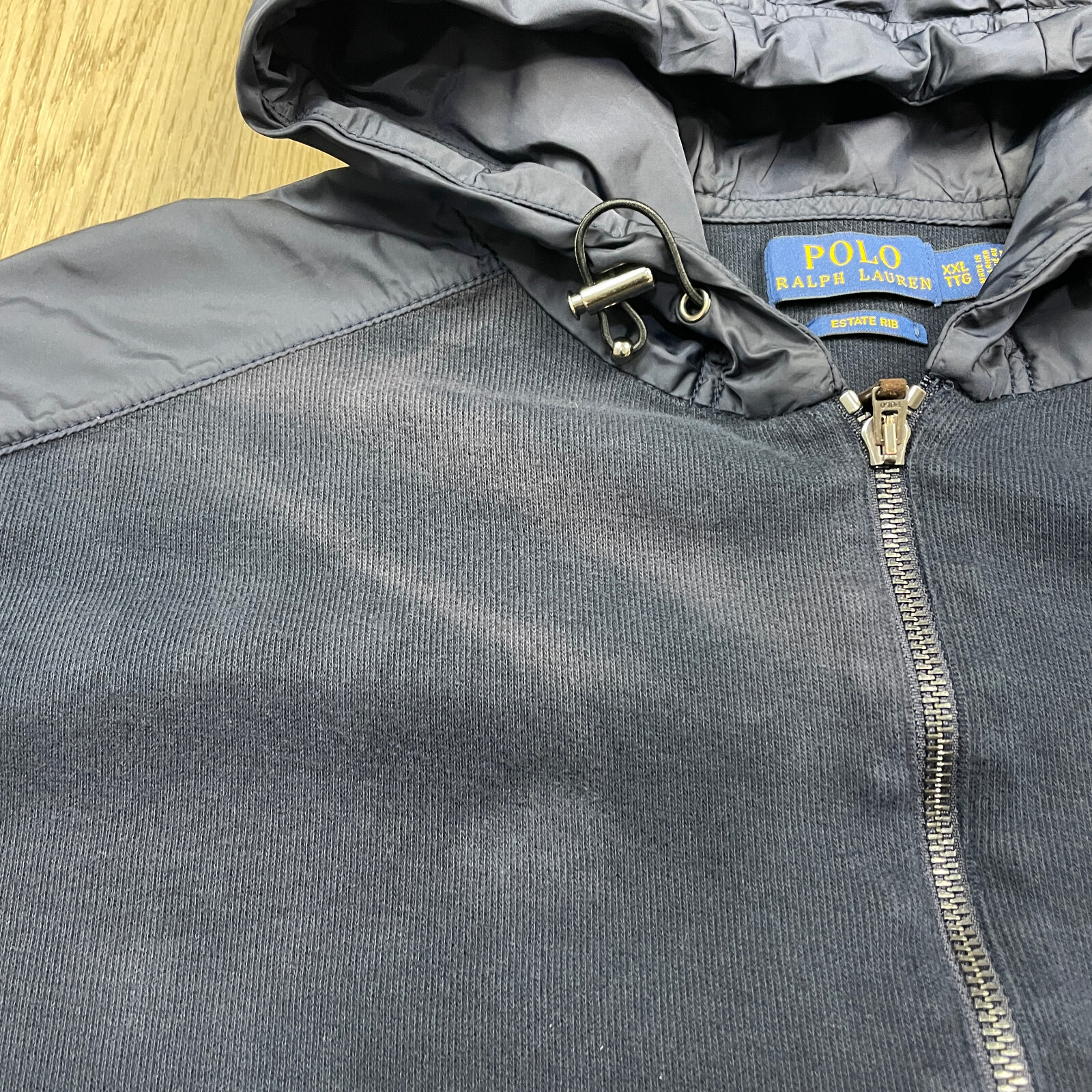 Polo Ralph Lauren giacca uomo 2XL blu estate costina full zip cappuccio pony
