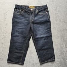 Seven Premium Denim Jeans Women's 8 Cropped Blue Dark Wash Stretch Distressed