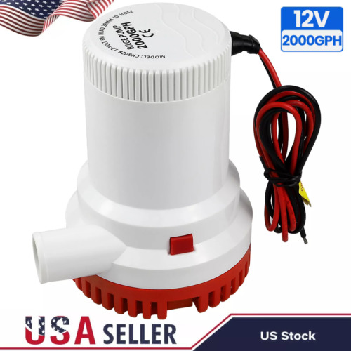 2000Gph Bilge Boat Marine Water Pump 12V Submersible Plumbing Electric Pumps