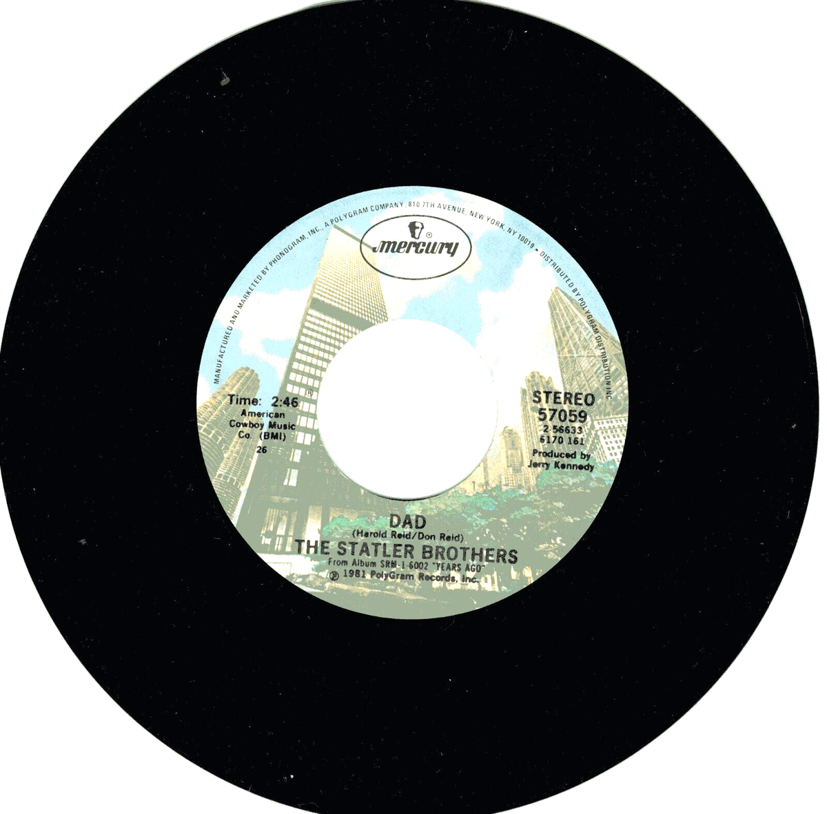 REAL 3 レコード THE STATLER BROTHERS: Years Ago / Dad .. 45 RPM 4343 | eBay