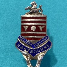 Eastbourne Coat Arms Sussex England Enamel 4.75 Sterling Spoon Levi Salaman 13g
