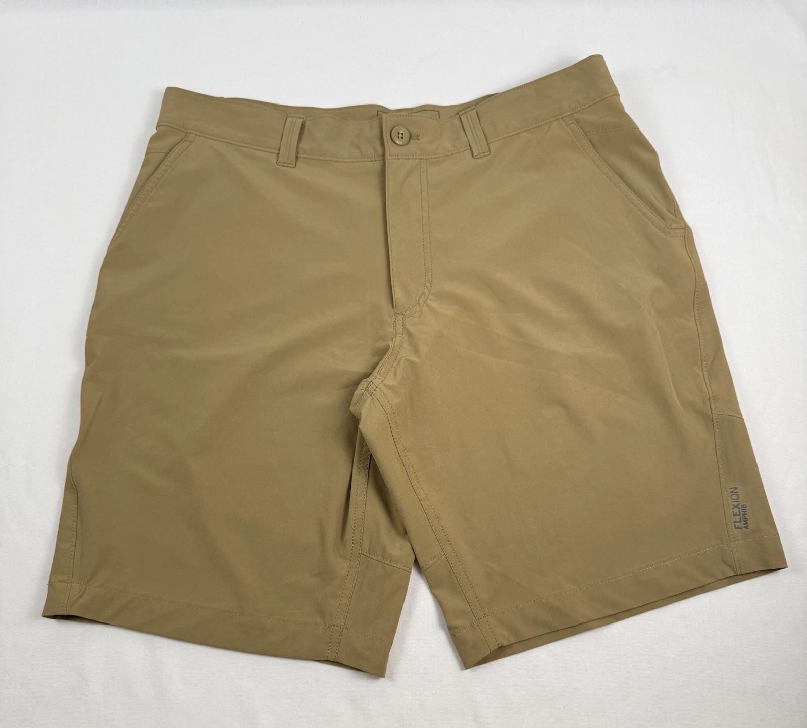 EDDIE BAUER Outdoor Flexion Amphib Shorts Men’s 35 Tan Hiking Quick Dry EUC