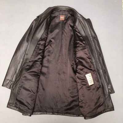 Hugo Boss Leather Jacket Coat Brown Lambskin Men's Size 52 /XL | eBay