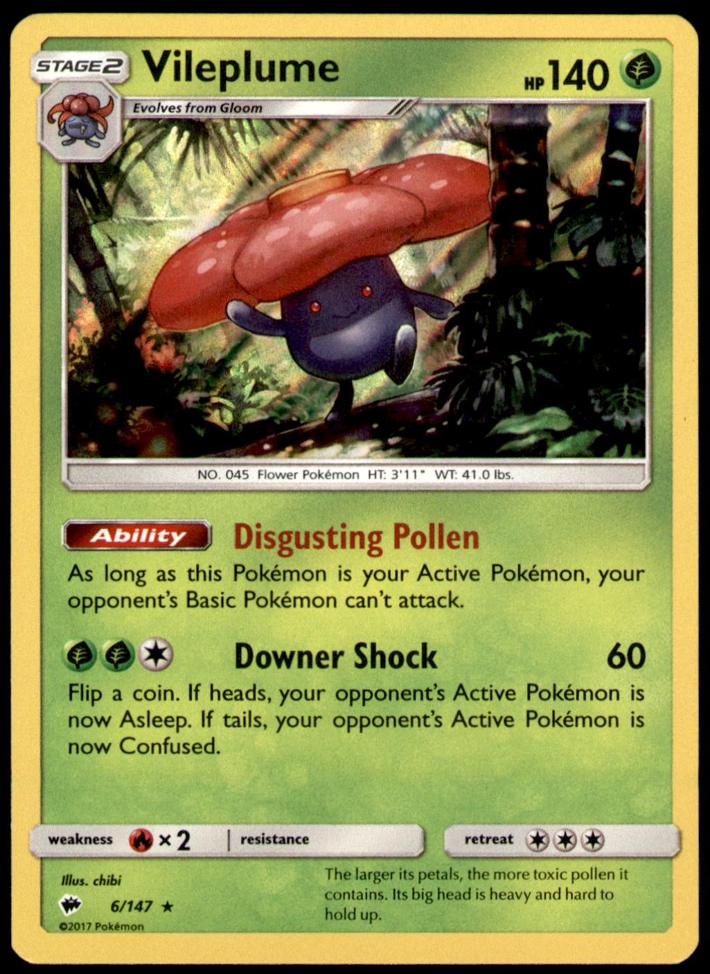 Vileplume 6/147 Holo Rare Burning Shadows Pokemon Near Mint