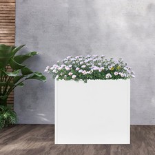 Metal Planter Box, Metal Garden Planter for Plants and Flowers 28*12*28in White