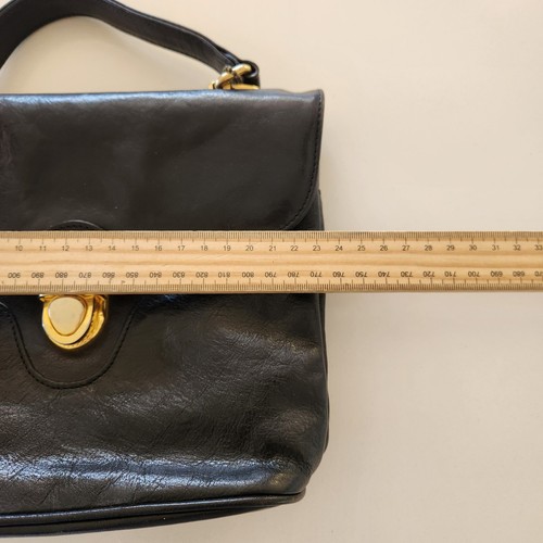 Vintage Oroton Handbag Black Leather Small Top Handle Classic Evening - Picture 8 of 9