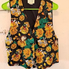 Vintage Looney Tunes vest with sunflowers and cartoon characters