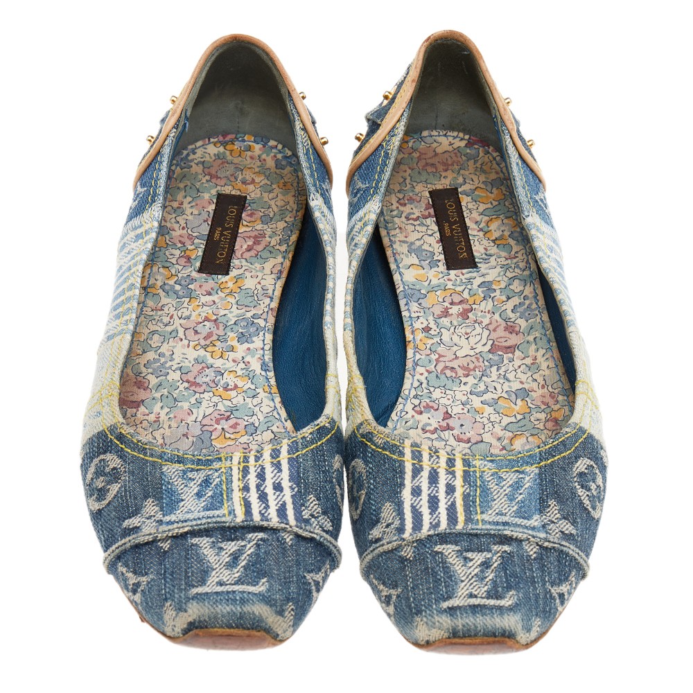 バレエ Louis Vuitton Denim Ballet Shoes Louis Vuitton Women Size US 8.5 IT 38.5 Blue Denim Ballet