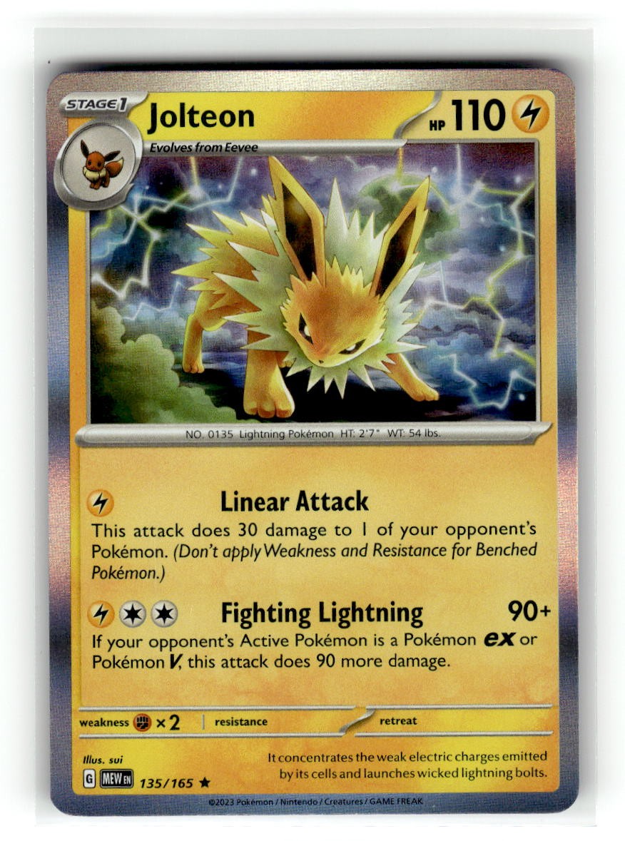 Jolteon 135/165 Rare 151 Pokemon Holo Near Mint