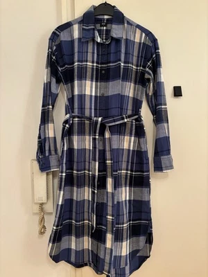 Uniqlo Kleid Baumwolle Flanell Blau Kariert Gr.XS (S/M) - Bild 1 von 4