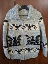 Mens Full zip Cowichan sweater thunderbird Wool m medium