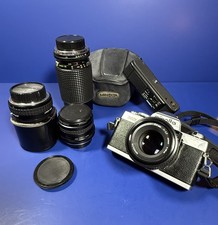 VTG Minolta XG-1 35mm Film Camera Lot   3 Lenses, Tele-Conv, Winder  More