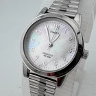 Vintage Timex Indiglo Quartz Watch Women Silver Stretch MOP Analog New Battery