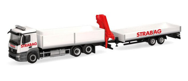 Véhicule miniature HERPA 1/87 Mercedes Actros M STRABAG de travaux publics