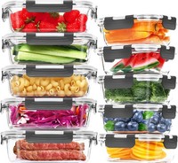 Glas Frischhaltedosen Set Aufbewahrungsbox KüChe VorratsbehäLter, Bpa-Frei, 10
