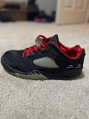 Size 9.5 Mens Air Jordan 5 Low x Clot Black/Red/Gray Basketball DM4640-036
