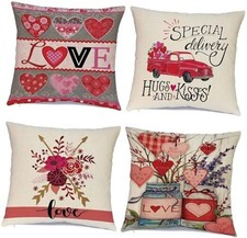 Valentines Day Pillow Covers 20x20 Inch Set of 4 - 20" x 20" Pack of 4 