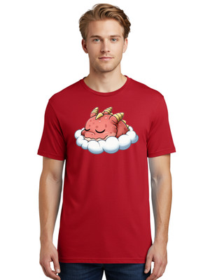 Sleeping-Pink-Dragon Mens Graphic Tee, 100% Cotton, Casual Summer Wear