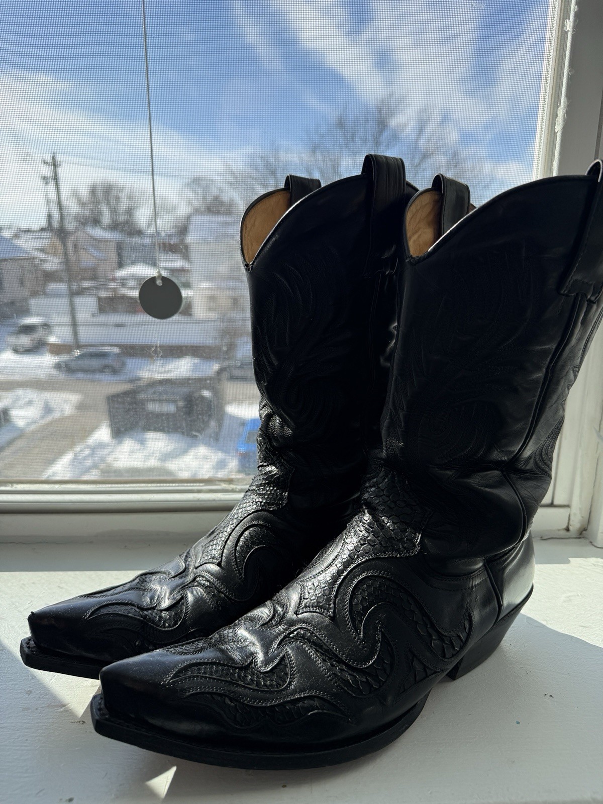 Sendra Black Python Cowboy Boots 10 - image 1