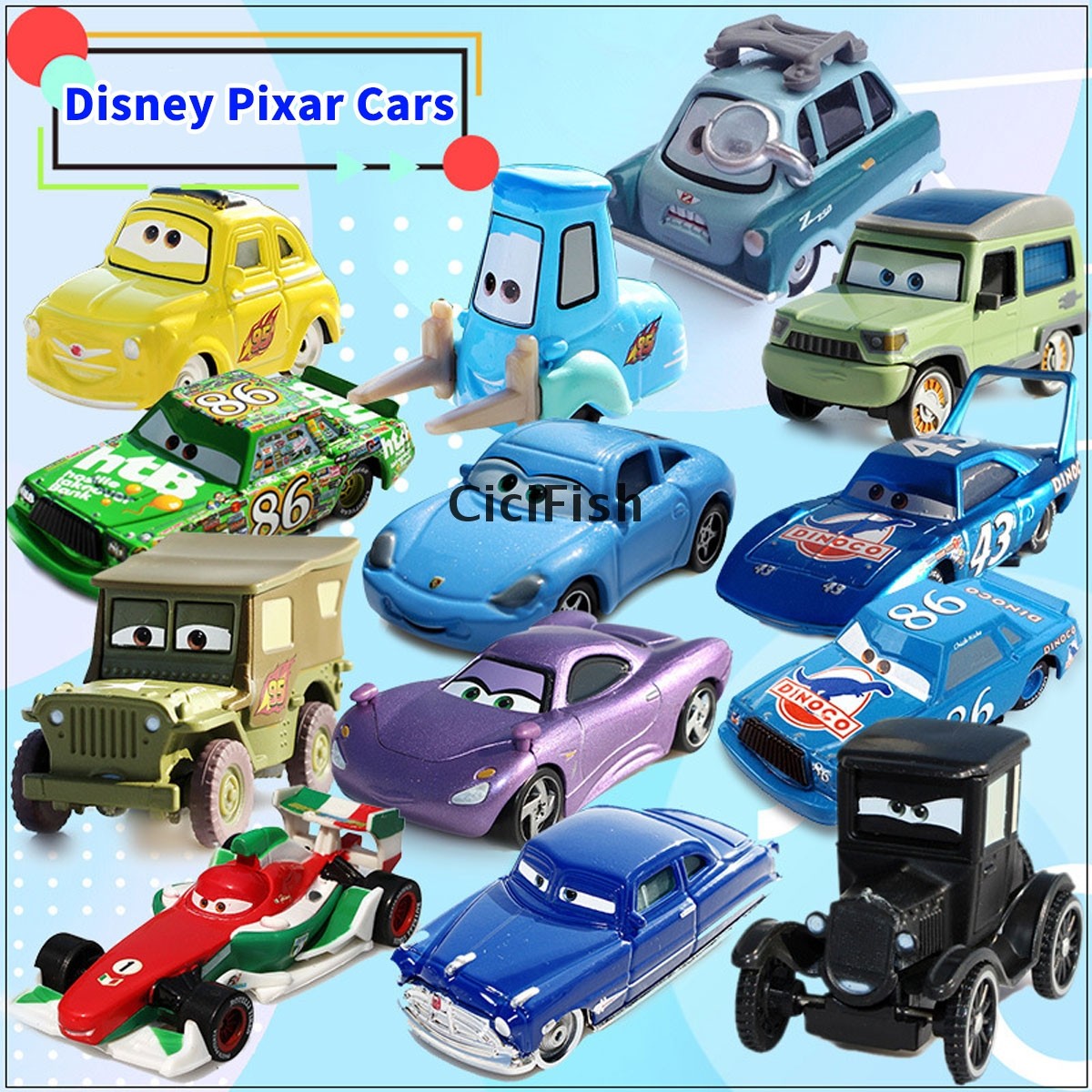 ミニカー Disney Pixar Cars 2 Diecast Playset Disney Pixar Cars 2 Die-Cast Model Mater McMissile Holley Sarge