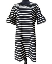 J.CREW Womens Black & White Striped Cotton Knit Short Sleeve Shift Dress M